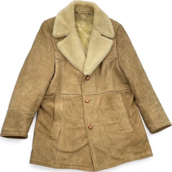 London Fog Shearling Lambskin Sheepskin Rancher Western Coat Jacket Men's Large - Picture 1 of 10